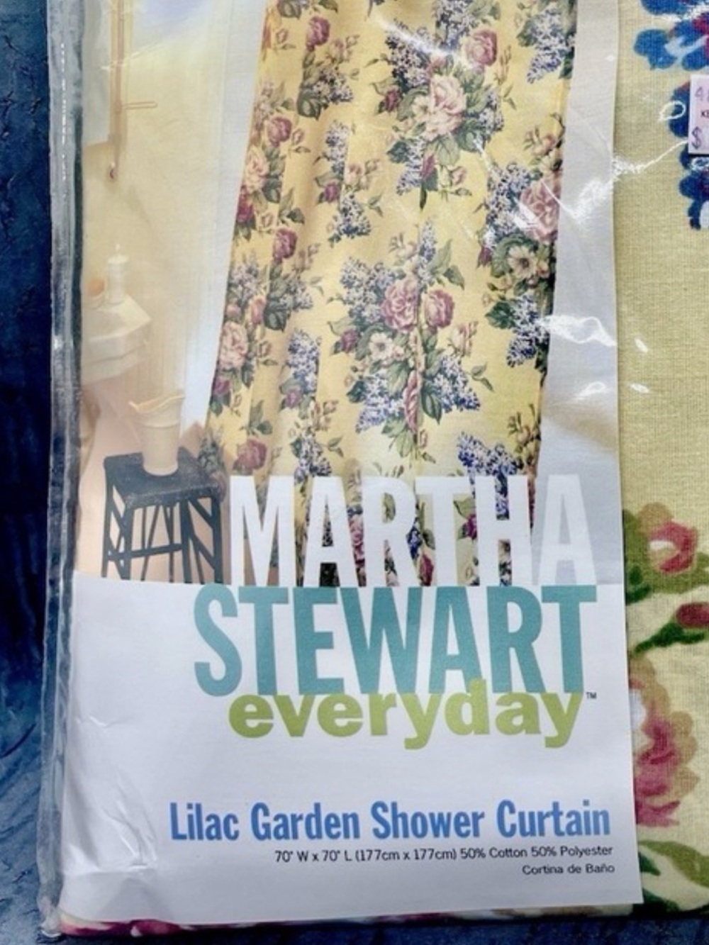 Vintage 90’s Martha Stewart Yellow Floral Lilac Garden Fabric Shower Curtain